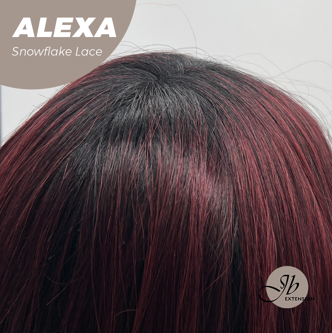 JBEXTENSION 20 Inches Curly Black Red Pre-Cut Arc Snowflake Lace Frontlace Glueless Black Sapphire Wig ALEXA【BENDY EAR TABS】