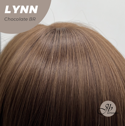 JBEXTENSION 28 Inches Long Straight Chocolate Brown Wig with Bangs LYNN CHOCOLATE BROWN