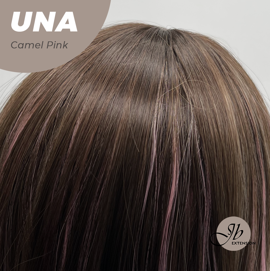 JBEXTENSION 22 Inches Camel Pink Wave with Bangs Wig UNA CAMEL PINK