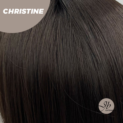 JBEXTENSION 17 Inches Tea Black Darkest Brown Straight Wig CHRISTINE