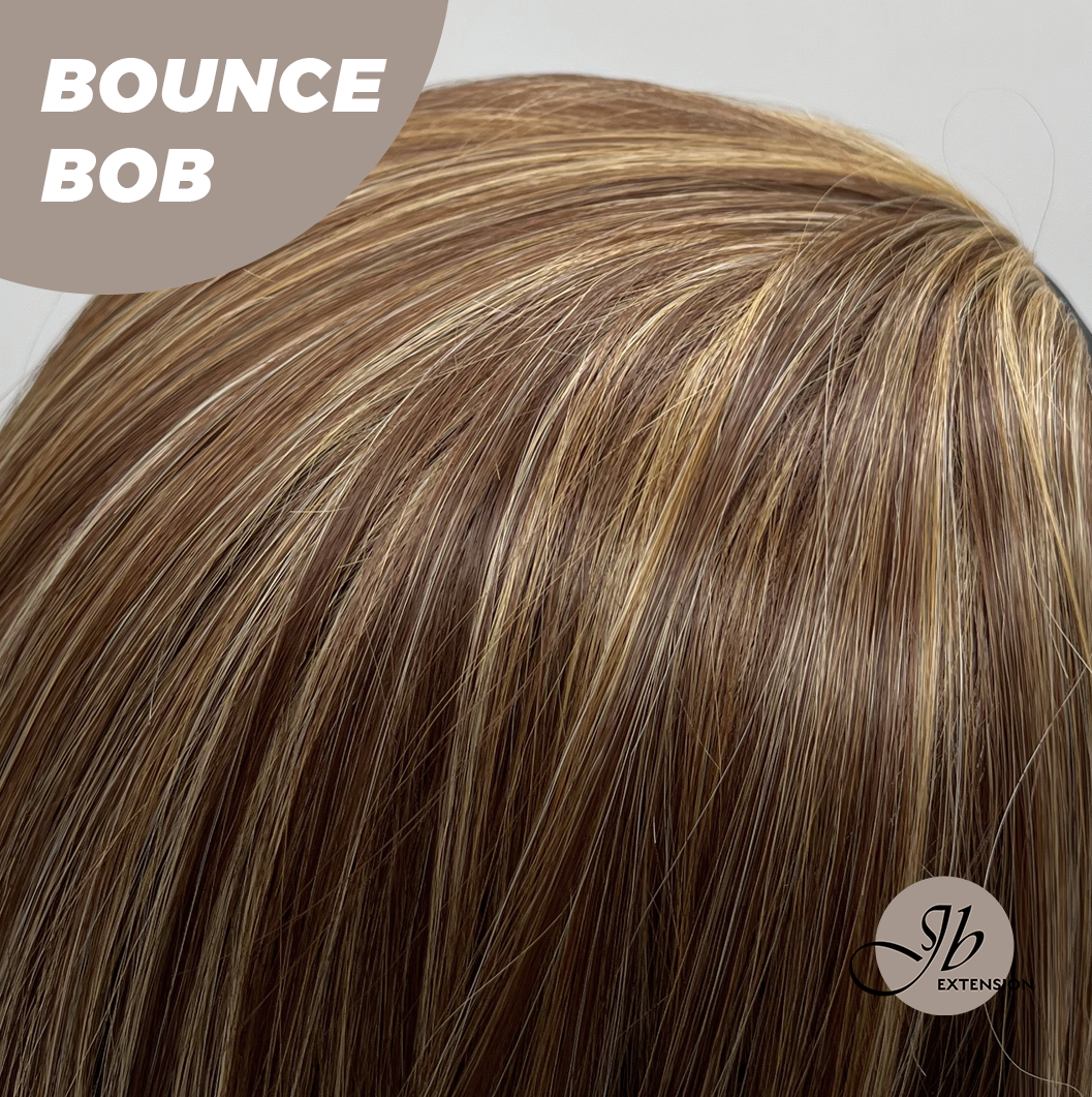 JBEXTENSION 10 Inches Bob Cut Honey Chestnut Balayage Headband Wig BOUNCE BOB