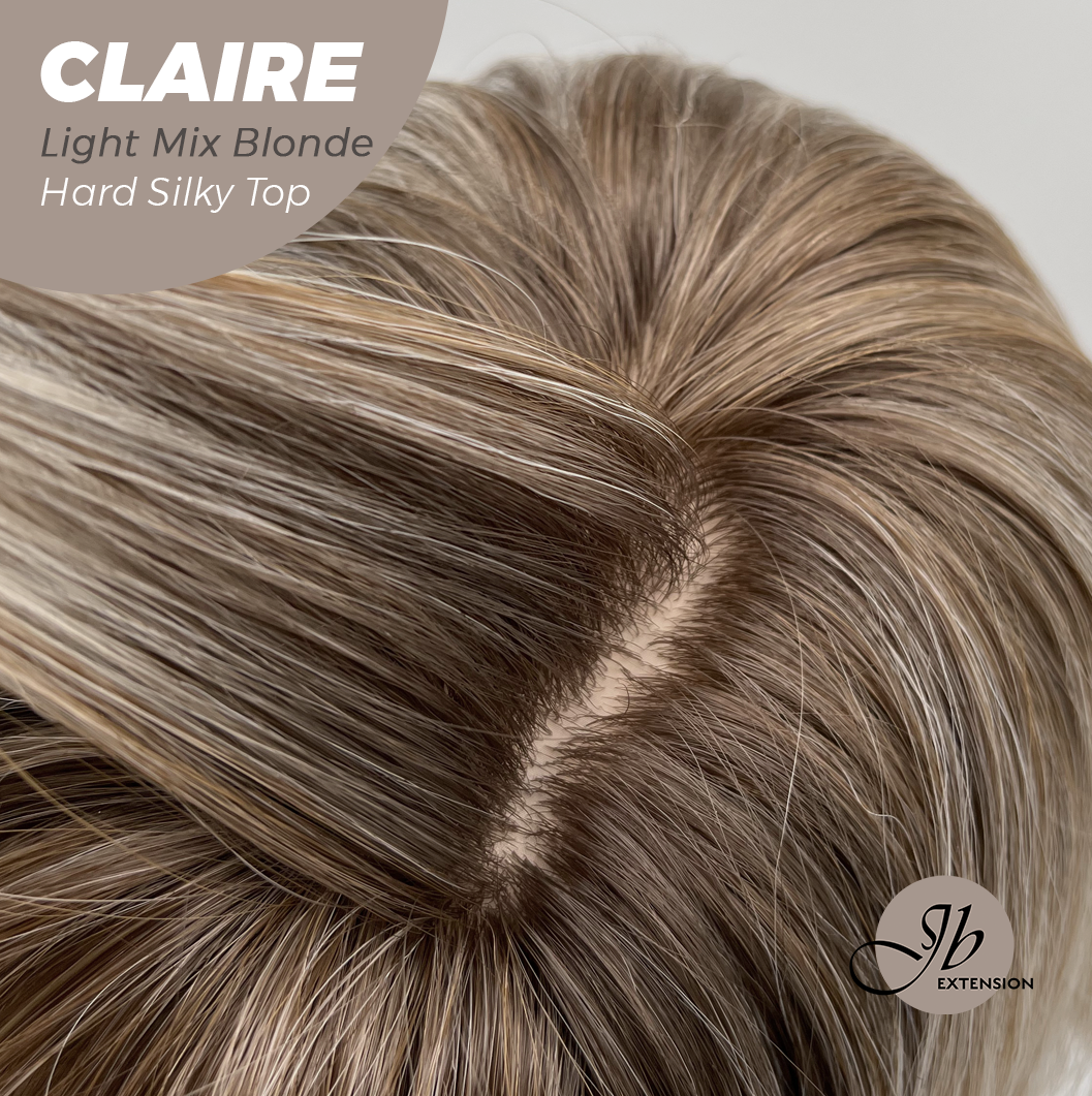 JBEXTENSION 22 Inches Scalpiana Light Mix Blonde 3.5X4 Hard Silky Top Natural Scalp Effect Women Wig with Bangs CLAIRE SILKY TOP - LIGHT MIX BLONDE