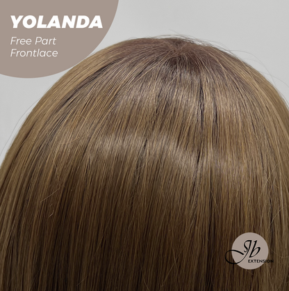 JBEXTENSION 18 Inches Brown Curly Lace Front Wig.Pre Plucked HD Transparent Lace Frontal Glueless Wig YOLANDA
