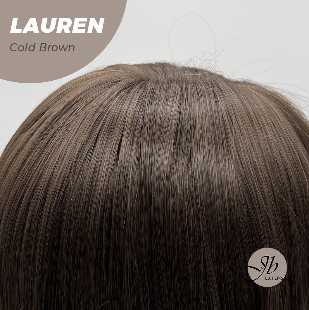 JBEXTENSION 27 Inches Long Cold Brown Wig with Bangs LAUREN COLD BROWN