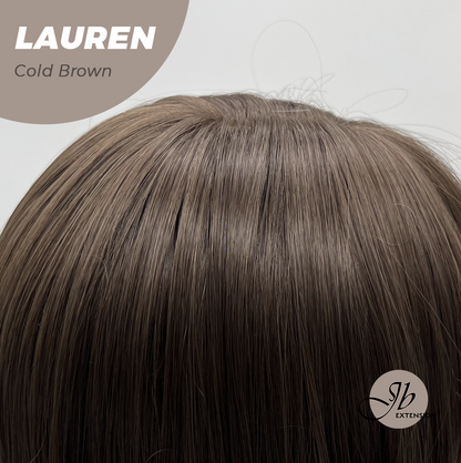JBEXTENSION 27 Inches Long Cold Brown Wig with Bangs LAUREN COLD BROWN