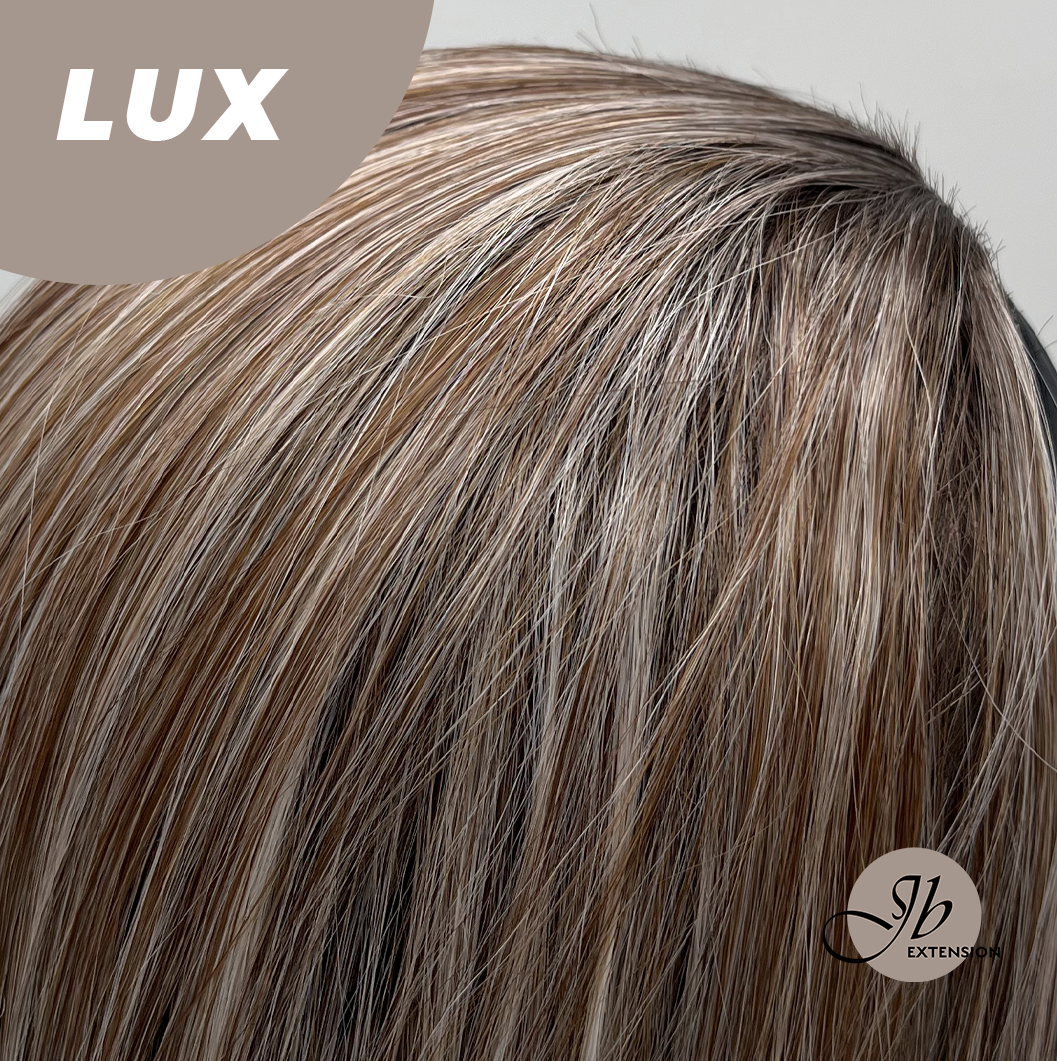 JBEXTENSION 22 Inches Medium Brown Base with Silver Blonde Ombre Highlights Headband Wig LUX