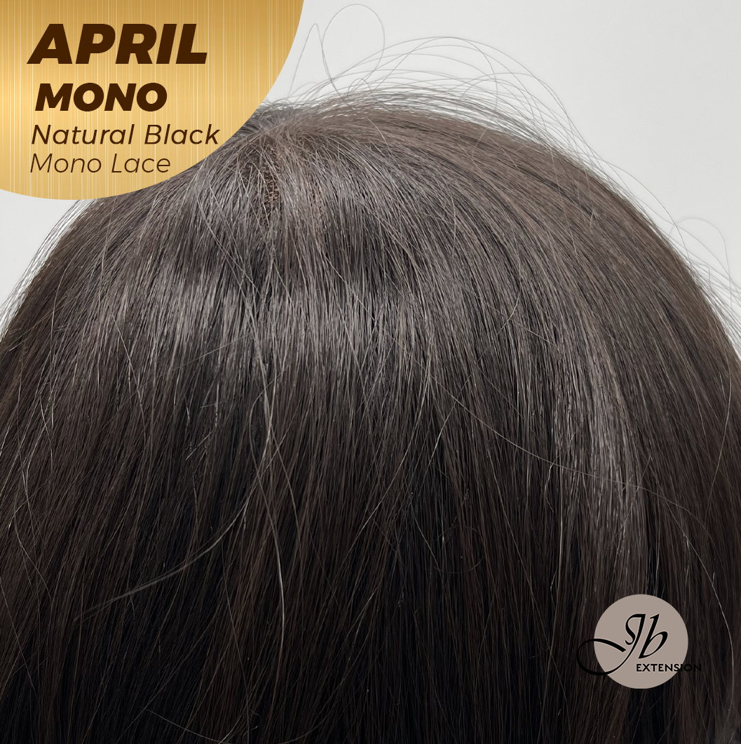 JBEXTENSION APRIL MONO Monofilament Handmade Wig 6X5 Full Monofilament Hand Tied Top Wig 18 Inches Natural Black Mono Lace Wig With Anti-slip Silicone Strips Glueless Wig APRIL MONO NATURAL BLACK【BENDY EAR TABS】
