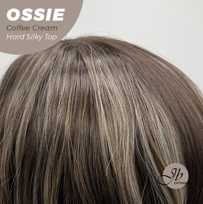 JBEXTENSION 22 Inches Scalpiana Long Wave Coffee Cream 3.5X4 Hard Silky Top Natural Scalp Effect Wig with Bangs OSSIE COFFEE CREAM