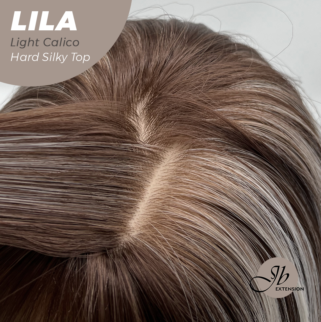 JBEXTENSION 20 Inches Scalpiana Light Calico Wolf Cut 3.5X4 Hard Silky Top Natural Scalp Effect Wig With Bangs LILA LIGHT CALICO