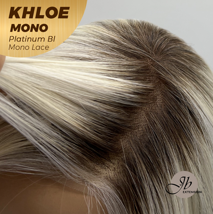 JBEXTENSION KHLOE MONO 6X5 Full Monofilament Hand Tied Top Wig 12 Inches Bob Cut Platinum Blonde Mono Lace Handmade Futura Fiber Wig With Anti-slip Silicone Strips Glueless Wig KHLOE MONO PLATINUM BLONDE【BENDY EAR TABS】