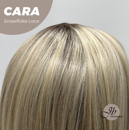 JBEXTENSION 16 Inches Mix Blonde Pre-Cut Side Part Snowflake Lace Frontlace Glueless Wig CARA【BENDY EAR TABS】