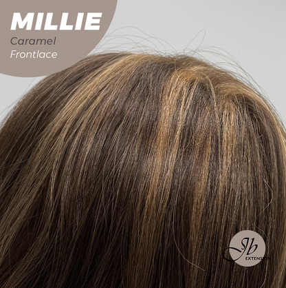 JBEXTENSION 17 Inches Wave Caramel Pre-Cut Frontlace Glueless Wig MILLIE CARAMEL