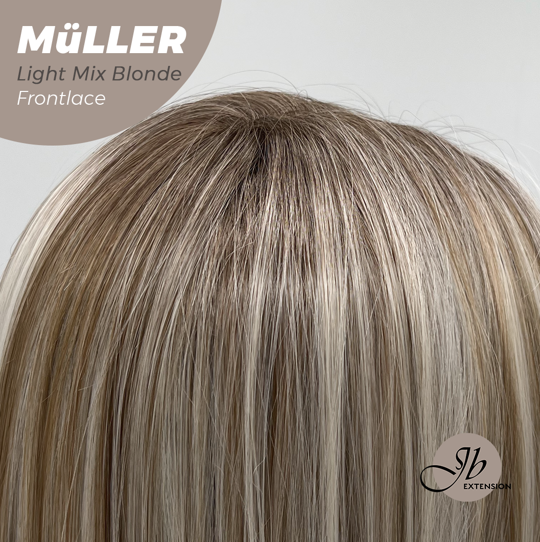 JBEXTENSION 22 Inches Light Mix Blonde Pre-Cut Frontlace Glueless Wig MüLLER LIGHT MIX BLONDE