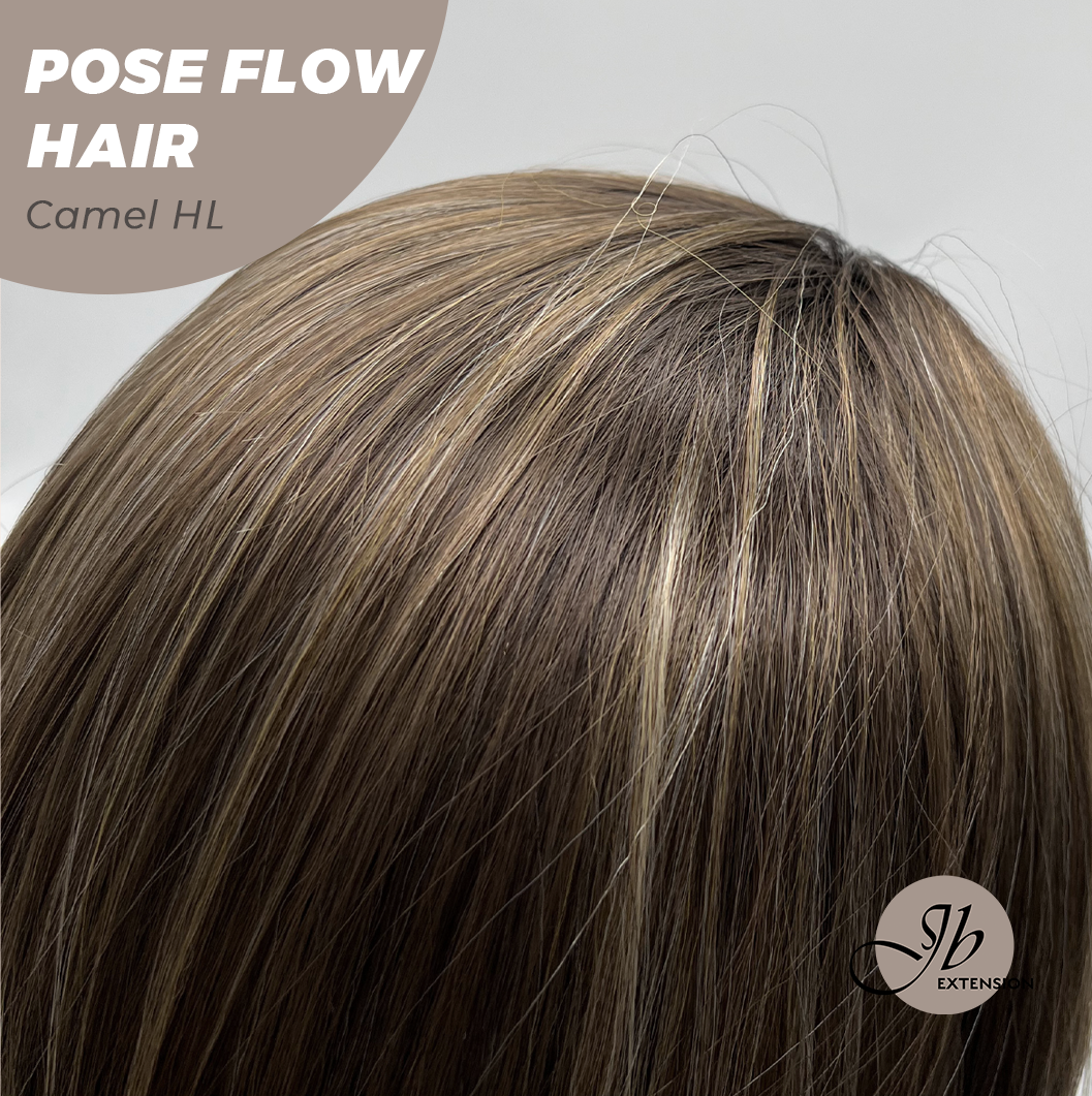 JBEXTENSION 18 Inches Camel Highlight Headband Wig POSE FLOW HAIR - CAMEL HIGHLIGHT