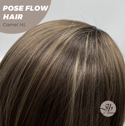 JBEXTENSION 18 Inches Camel Highlight Headband Wig POSE FLOW HAIR - CAMEL HIGHLIGHT