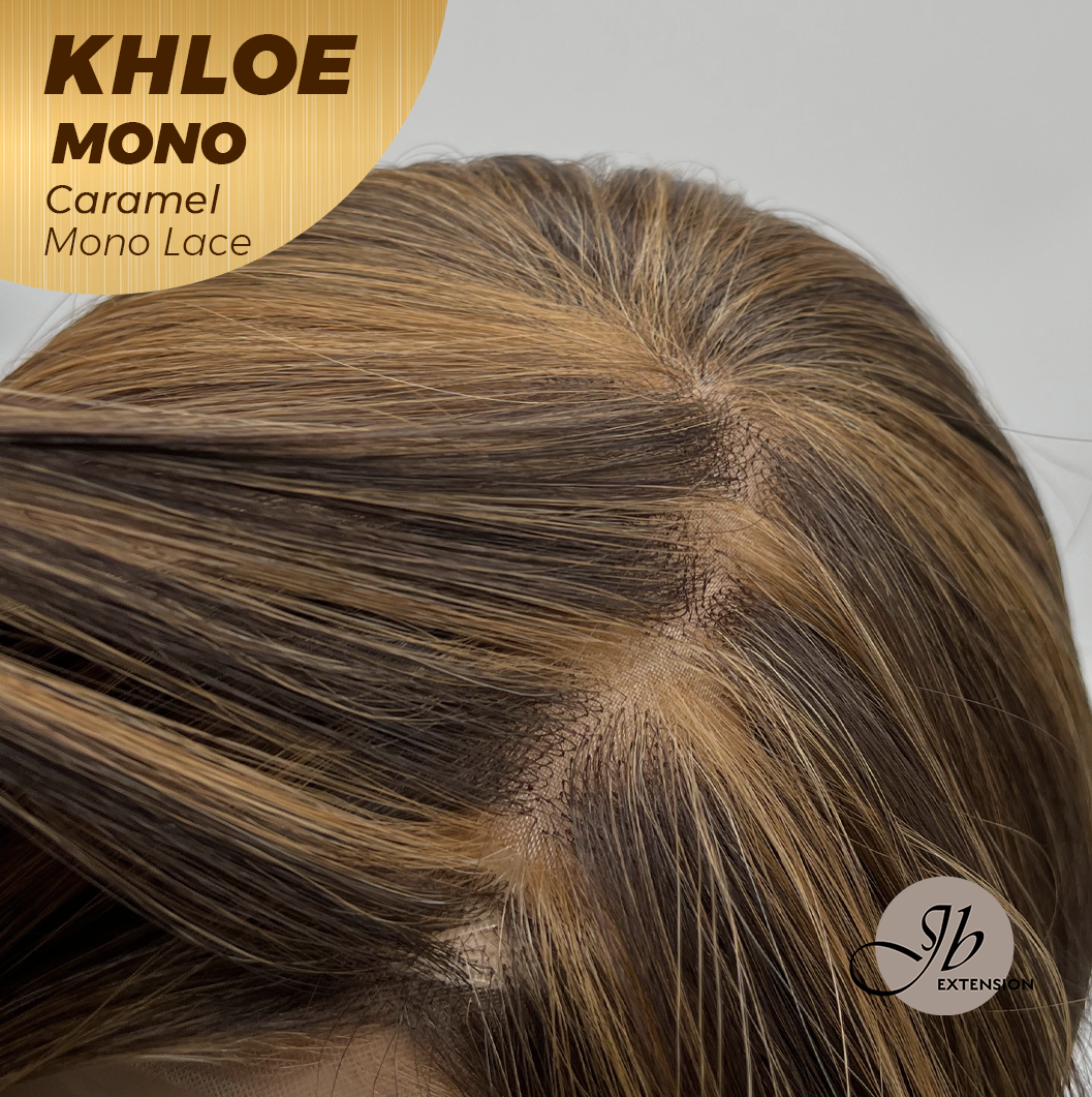 JBEXTENSION KHLOE MONO CARAMEL Monofilament Handmade Wig 6X5 Full Monofilament Hand Tied Top Wig 12 Inches Bob Cut Caramel Mono Lace Handmade Futura Fiber Wig With Anti-slip Silicone Strips Glueless Wig KHLOE MONO CARAMEL【BENDY EAR TABS】