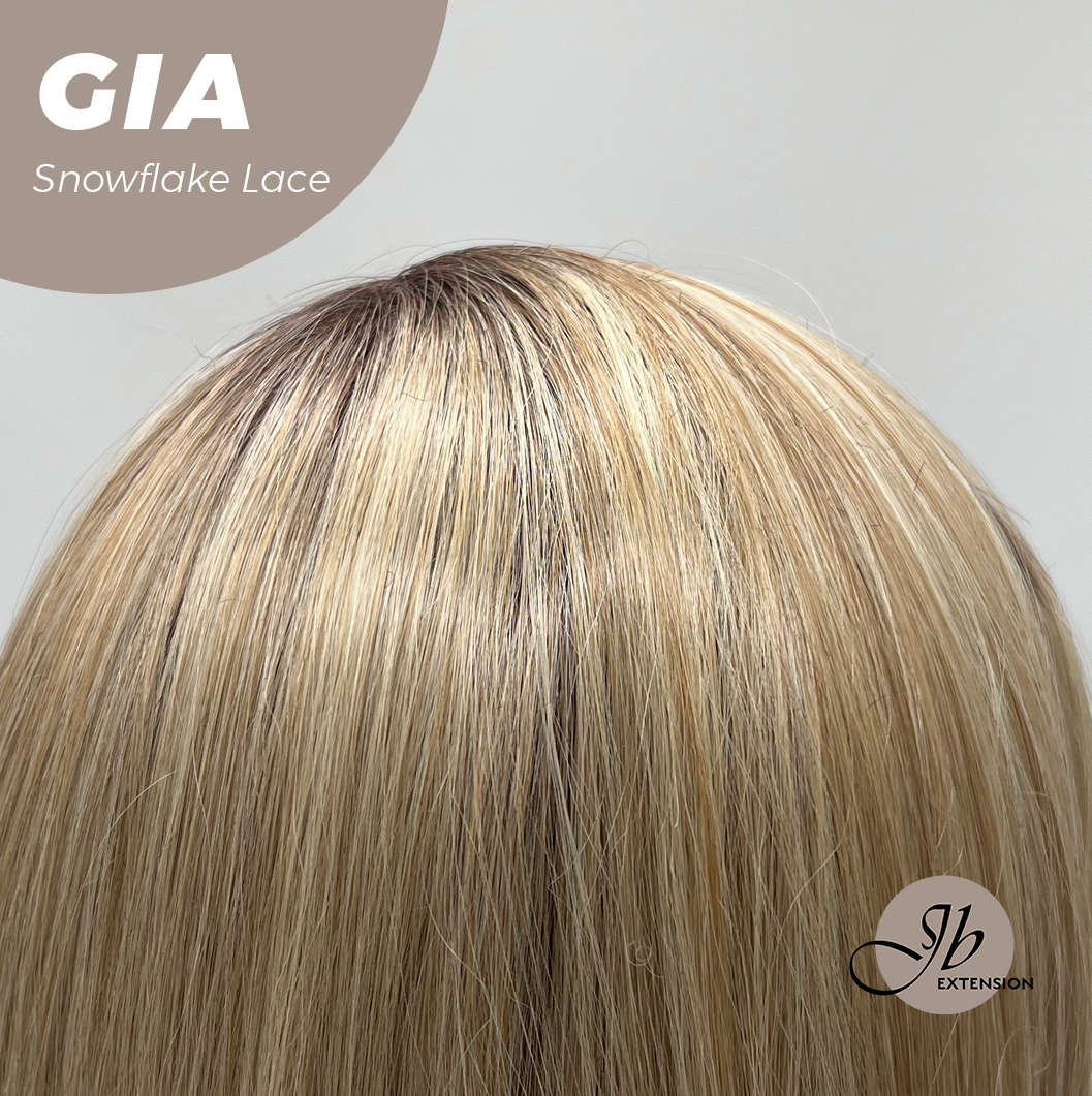 JBEXTENSION 16 Inches Mix Blonde Pre-Cut Side Part Snowflake Lace Frontlace Glueless Wig GIA【BENDY EAR TABS】