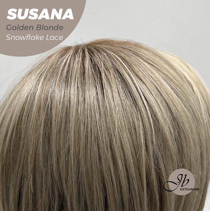 [PRE-ORDER] JBEXTENSION 9 Inches Golden Blonde Pre-Cut Side Part Snowflake Lace Frontlace Glueless Wig SUSANA GOLDEN BLONDE【BENDY EAR TABS】