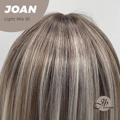JBEXTENSION 10 Inches Bob Cut Light Mix Blonde Wig with Bangs JOAN LIGHT MIX BLONDE