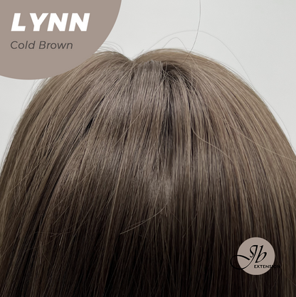 JBEXTENSION 28 Inches Long Straight Cold Brown Wig with Bangs LYNN COLD BROWN