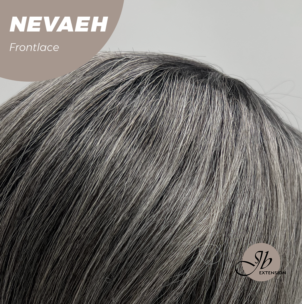 [FINAL SALE] JBEXTENSION 20 Inches Salt and Pepper Curly Pre-Cut Frontlace Glueless Black Sapphire Wig NEVAEH【BENDY EAR TABS】