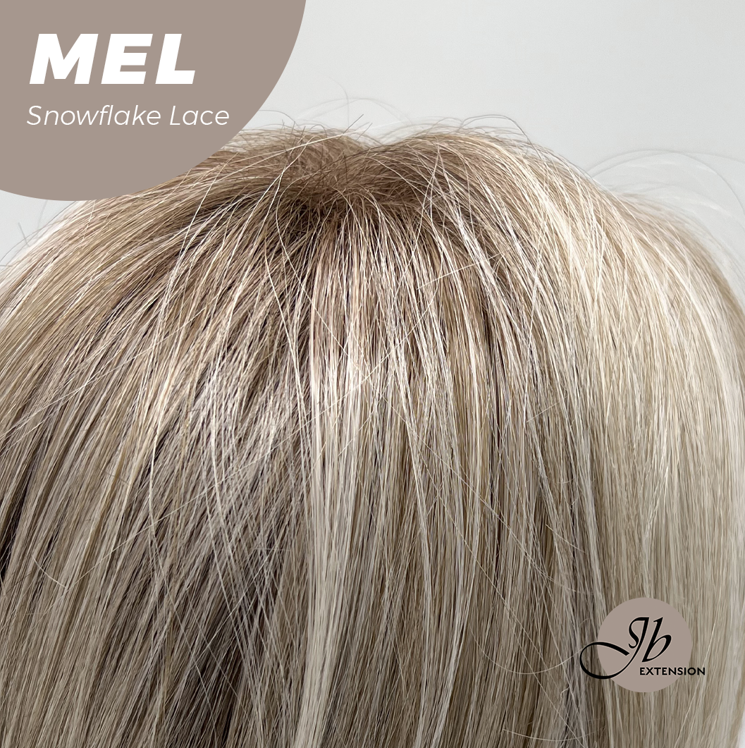 JBEXTENSION 20 Inches Ash Blonde Curly Pre-Cut Snowflake Lace Frontlace Glueless Wig MEL ASH BLONDE【PERMATEASE】【BENDY EAR TABS】- M/L