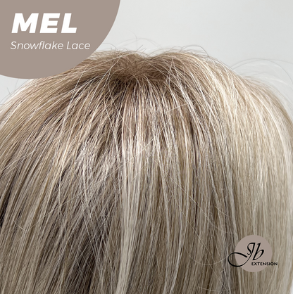 JBEXTENSION 20 Inches Ash Blonde Curly Pre-Cut Snowflake Lace Frontlace Glueless Wig MEL ASH BLONDE【PERMATEASE】【BENDY EAR TABS】- M/L