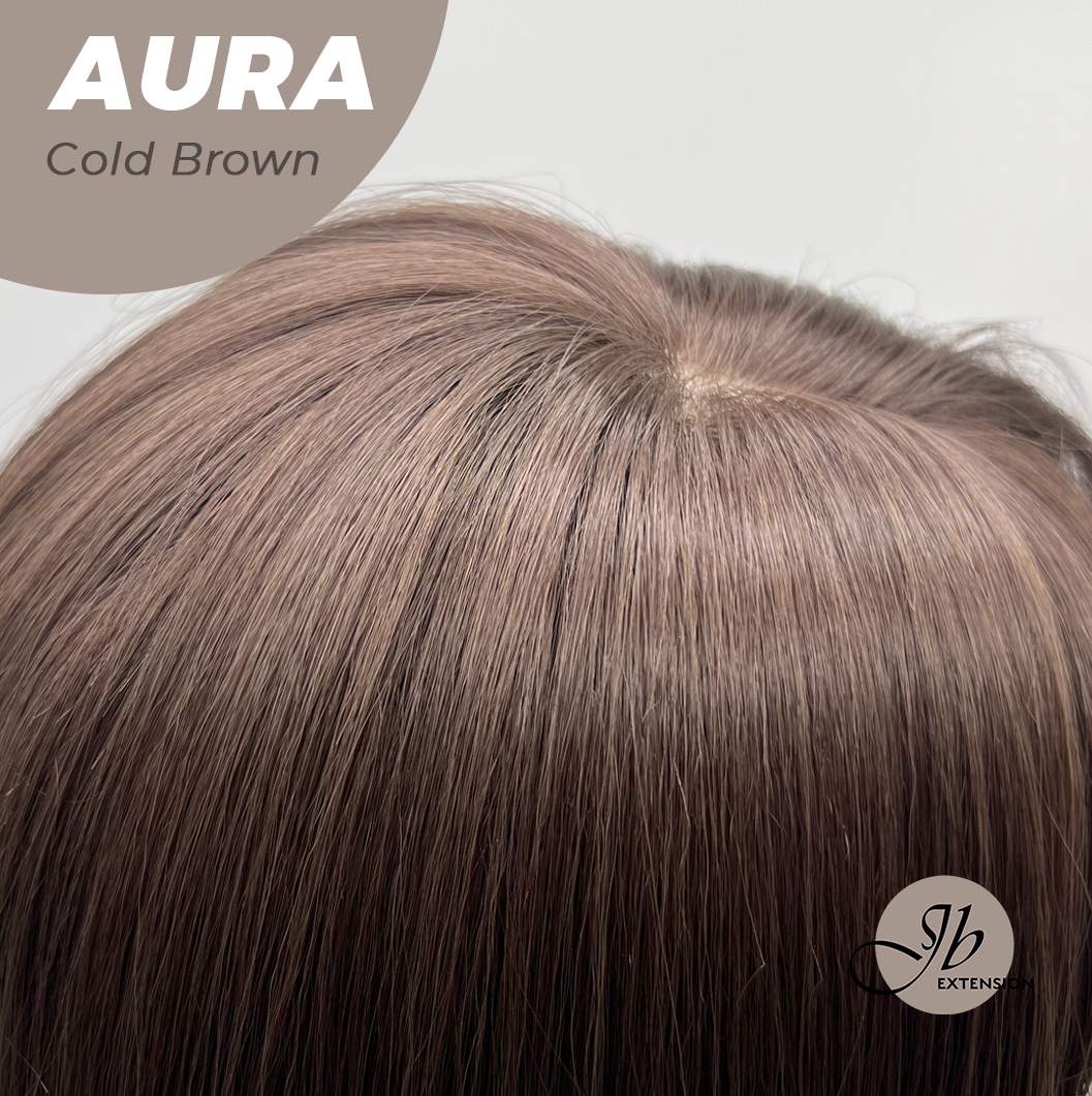 JBEXTENSION 26 Inches Long Cold Brown Wig with Bangs AURA COLD BROWN