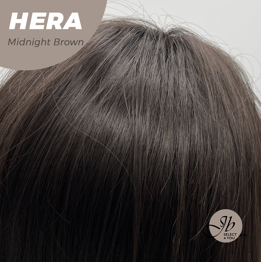 JBEXTENSION 28 Inches Long Wave Midnight Brown(Black/Brown) Wig with Bangs HERA MIDNIGHT BROWN