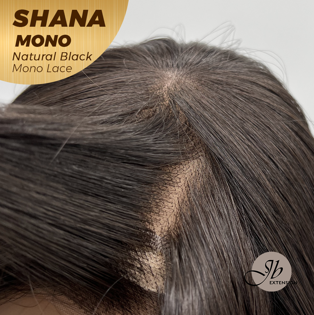 [FINAL SALE] JBEXTENSION SHANA MONO Monofilament Handmade Wig 6X5 Full Monofilament Hand Tied Top Wig 10 Inches Natural Black Mono Lace Handmade Futura Fiber Wig With Anti-slip Silicone Strips Glueless Wig SHANA MONO NATURAL BLACK【BENDY EAR TABS】