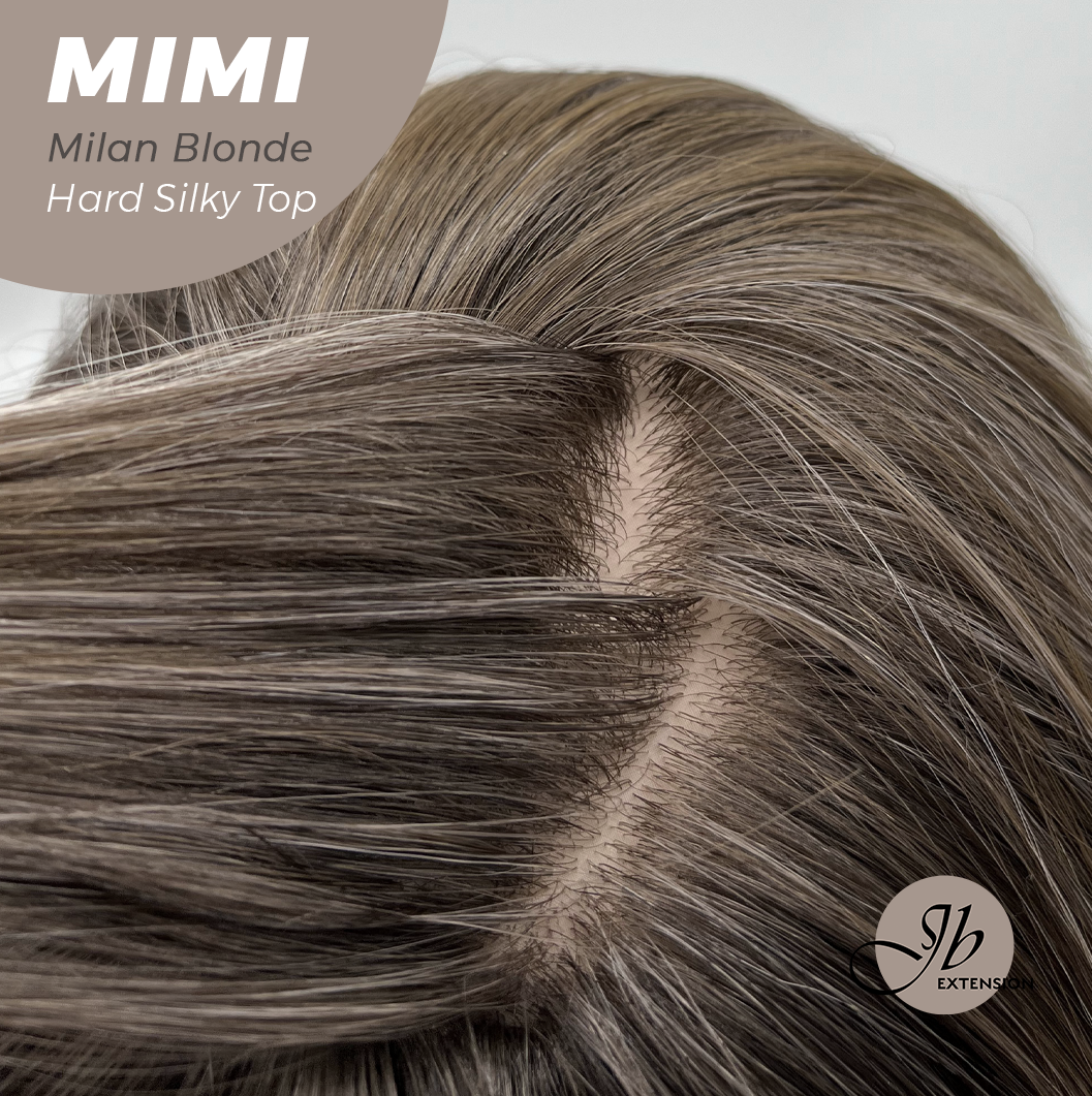 JBEXTENSION 16 Inches Scalpiana 3.5X4 Hard Silky Top Natural Scalp Effect Milan Blonde Body Wave Wig with Bangs Wig MIMI SILK TOP - MILAN BLONDE