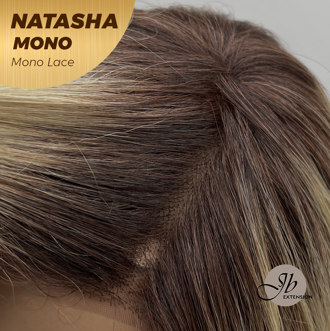 [FINAL SALE] JBEXTENSION NATASHA MONO Monofilament Handmade Wig 6X5 Full Monofilament Hand Tied Top Wig 12 Inches Honey Blonde Mono Lace Wig Glueless Wig NATASHA MONO【BENDY EAR TABS】