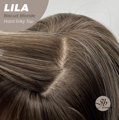 JBEXTENSION 20 Inches Scalpiana Biscuit Blonde Wolf Cut 3.5X4 Hard Silky Top Natural Scalp Effect Wig with Bangs LILA BISCUIT BLONDE