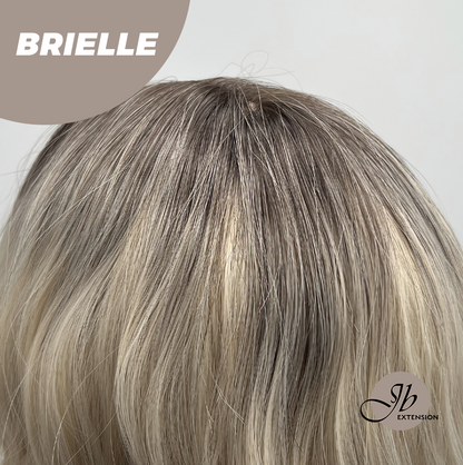 JBEXTENSION 12 Inches Bob Ombre Rooted Blonde Wavy Wig with Bangs BRIELLE