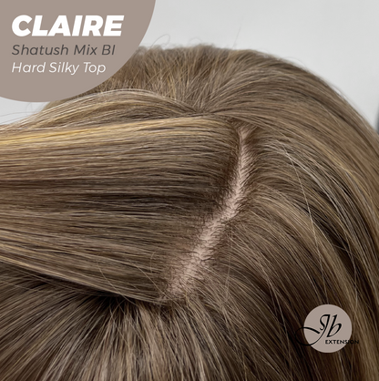 JBEXTENSION 22 Inches Scalpiana Shatush Mix Blonde 3.5X4 Hard Silky Top Natural Scalp Effect Women Wig with Bangs CLAIRE SILKY TOP - SHATUSH MIX BLONDE