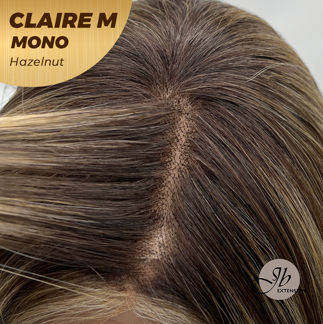 JBEXTENSION CLAIRE MONO Partial Monofilament Wig 22 Inches Hazelnut Curly Partial Mono Lace Glueless Wig CLAIRE MONO HAZELNUT【BENDY EAR TABS】