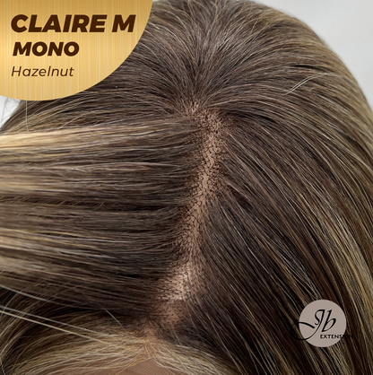 JBEXTENSION CLAIRE MONO Partial Monofilament Wig 22 Inches Hazelnut Curly Partial Mono Lace Glueless Wig CLAIRE MONO HAZELNUT【BENDY EAR TABS】