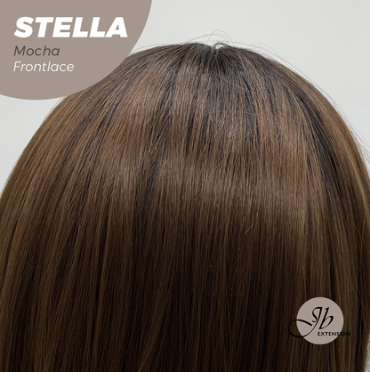 JBEXTENSION 16 Inches Mocha Curly Women Pre-Cut Frontlace Glueless Wig STELLA MOCHA