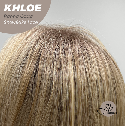 JBEXTENSION 12 Inches Bob Cut Panna Cotta Pre-Cut Snowflake Lace Frontlace Glueless Wig KHLOE PANNA COTTA【PERMATEASE】【BENDY EAR TABS】- M/L