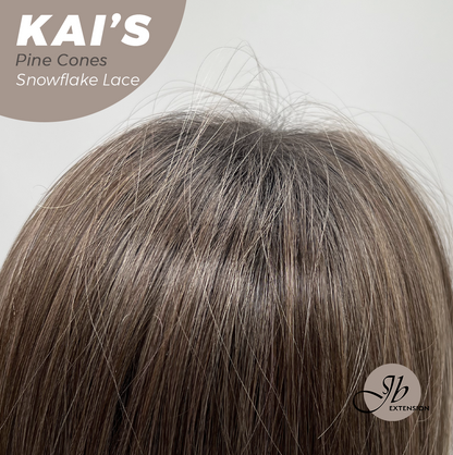 JBEXTENSION 18 Inches Pine Cones Pre-Cut Snowflake Lace Frontlace Glueless Wig KAI'S PINE CONES【PERMATEASE】【BENDY EAR TABS】- S/M