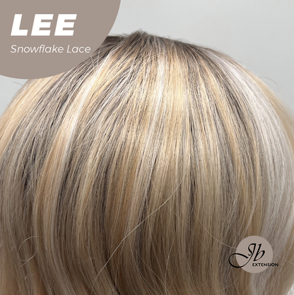 JBEXTENSION 14 Inches Wave Light Peach Pre-Cut Side Part Snowflake Lace Frontlace Glueless Wig LEE【BENDY EAR TABS】