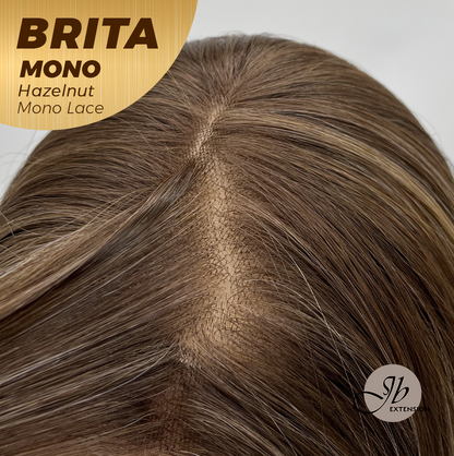 JBEXTENSION BRITA MONO Monofilament Handmade Wig 6X5 Full Monofilament Hand Tied Top Wig 22 Inches Hazelnut Mono Lace Wig Glueless Wig BRITA MONO - HAZELNUT【BENDY EAR TABS】