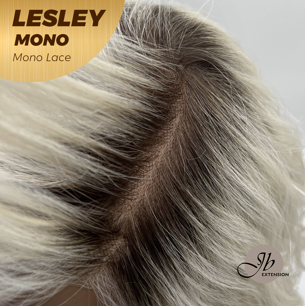 [FINAL SALE] JBEXTENSION LESLEY MONO Monofilament Handmade Wig 6X5 Full Monofilament Hand Tied Top Wig 10 Inches Silver Curly Mono Lace Wig With Anti-slip Silicone Strips Glueless Wig LESLEY MONO【BENDY EAR TABS】