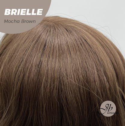 JBEXTENSION 12 Inches Bob Mocha Brown Wavy Wig with Bangs BRIELLE MOCHA BROWN