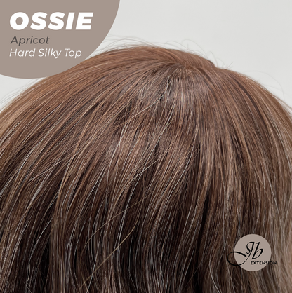JBEXTENSION 22 Inches Scalpiana Long Wave Apricot 3.5X4 Hard Silky Top Natural Scalp Effect Wig with Bangs OSSIE APRICOT