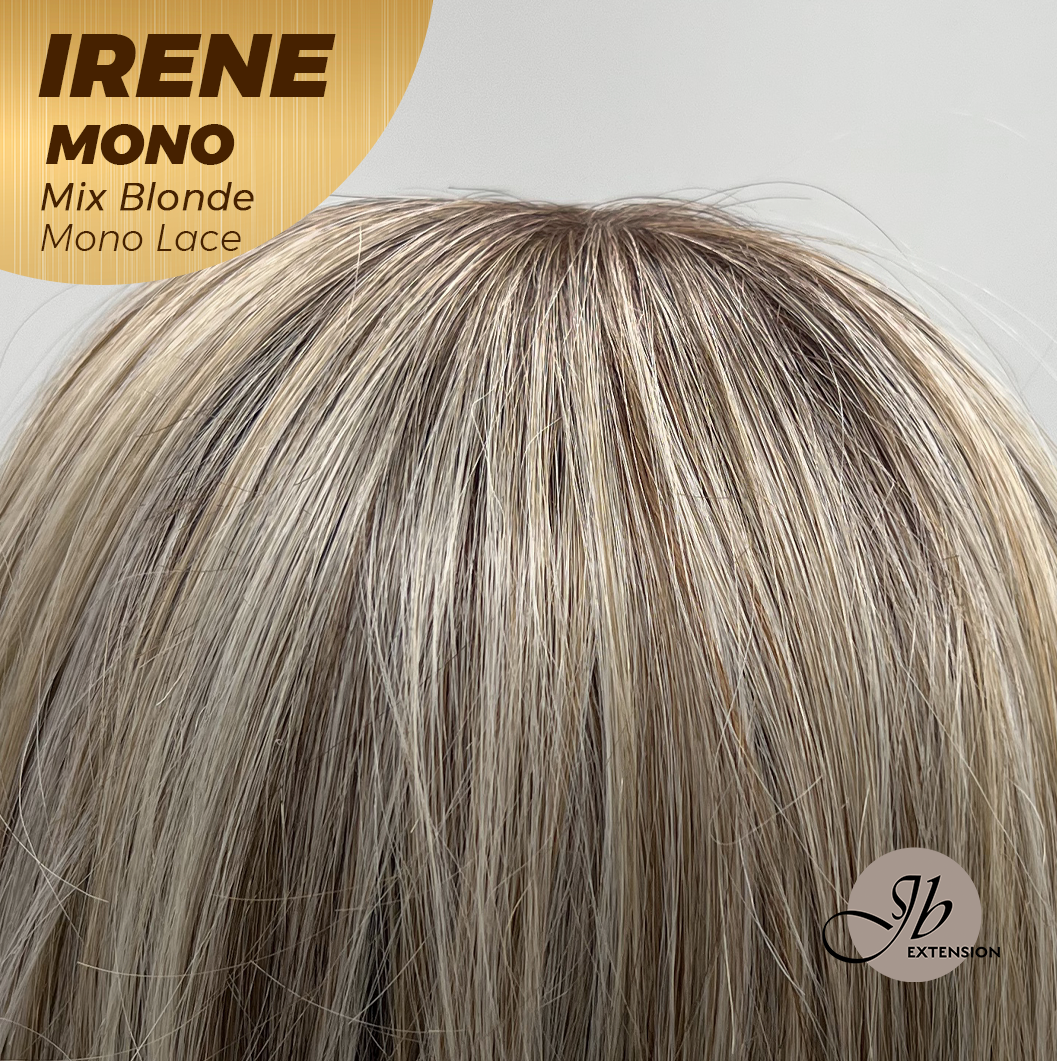 JBEXTENSION IRENE MONO Monofilament Handmade Wig 6X5 Full Monofilament Hand Tied Top Wig 19 Inches Mix Blonde Curly Mono Lace Wig With Anti-slip Silicone Strips Glueless Wig IRENE MONO MIX BLONDE【BENDY EAR TABS】