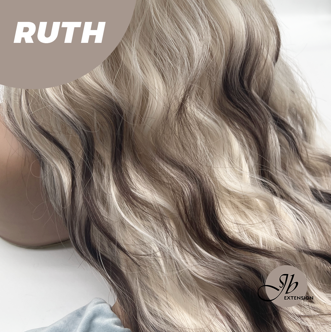 JBEXTENSION 30 Inches Long Body Wave Platinum Blonde with Dark End Wig with Bangs RUTH