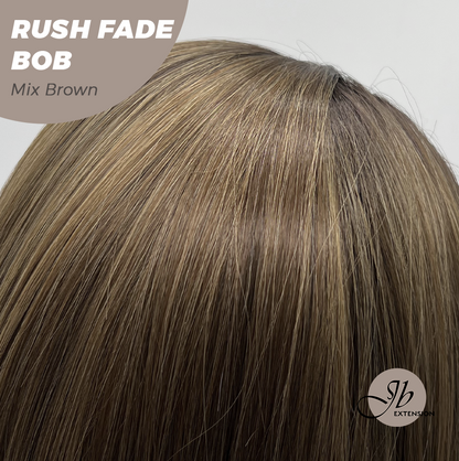 JBEXTENSION 12 Inches Short Hair Mix Brown Headband Wig RUSH FADE BOB - MIX BROWN