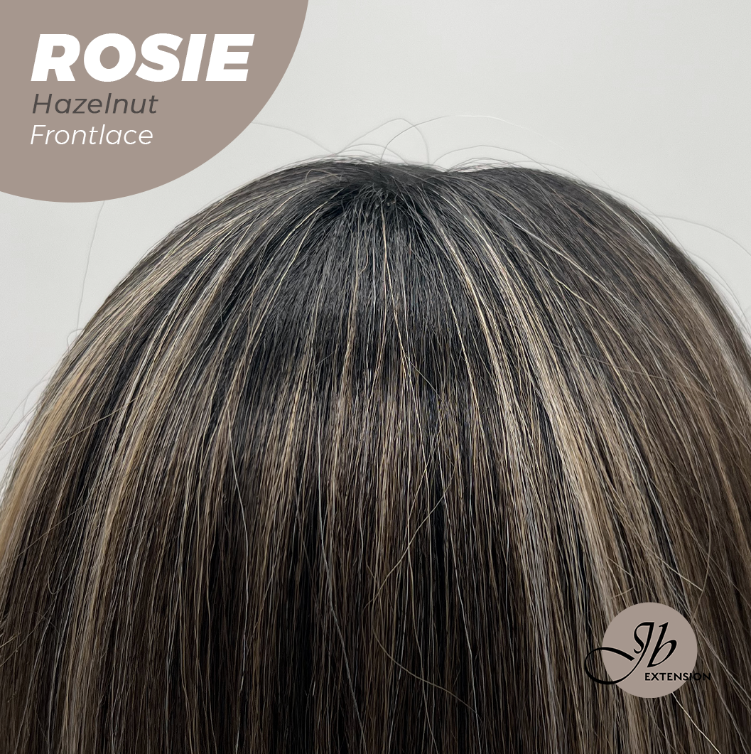 JBEXTENSION 16 Inches Hazelnut Curly Women Pre-Cut Frontlace Glueless Wig with Bangs ROSIE HAZELNUT