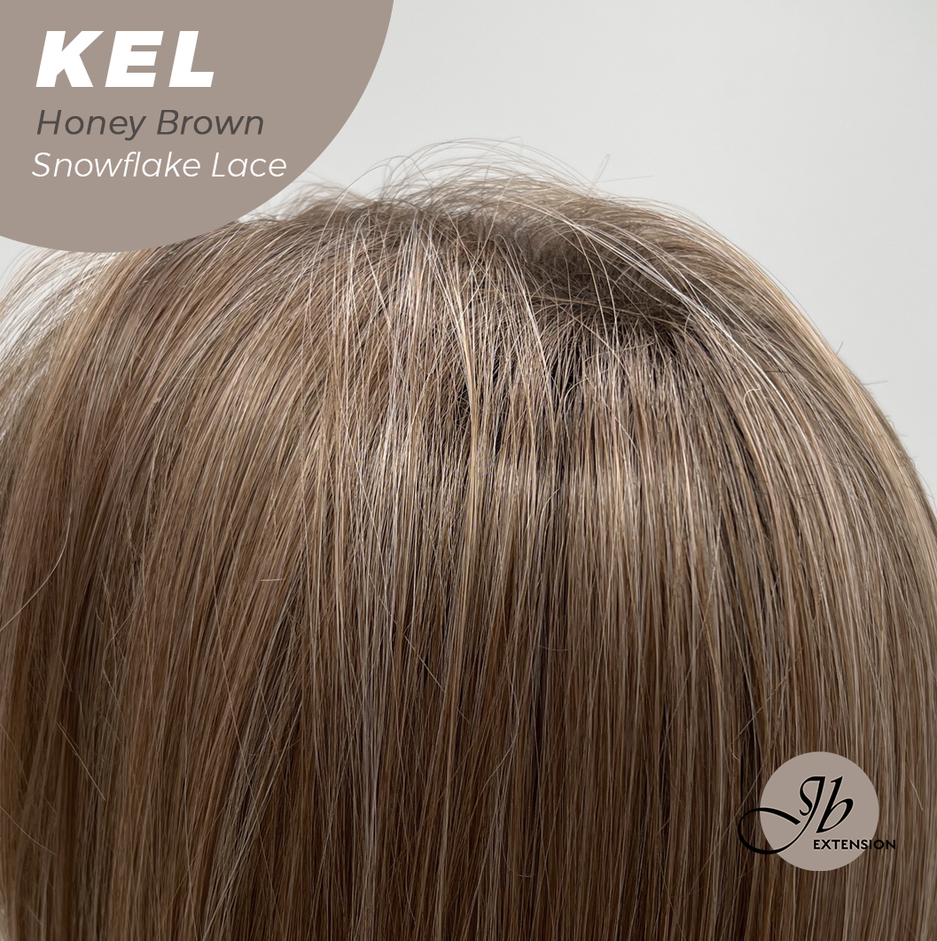 JBEXTENSION 22 Inches Honey Brown Pre-Cut Snowflake Lace Frontlace Glueless Wig KEL HONEY BROWN【PERMATEASE】【BENDY EAR TABS】- M/L
